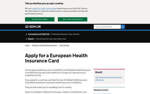 European Health Insurance Card - GOV.UK