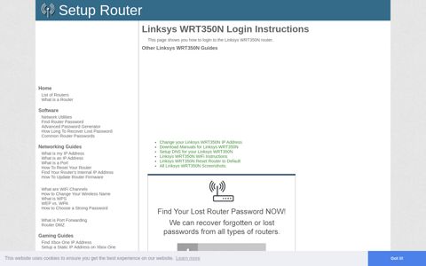 How to Login to the Linksys WRT350N - SetupRouter