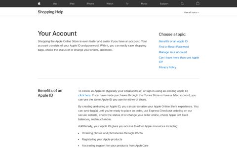 Your Account & Apple ID - Shopping Help - Apple (AU)