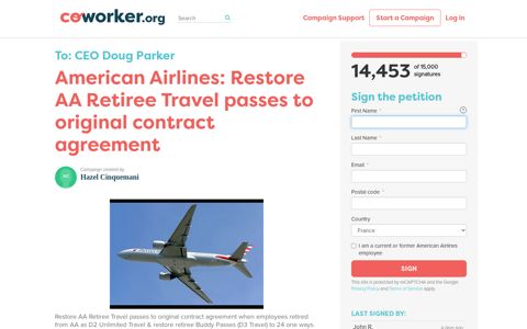 American Airlines: Restore AA Retiree Travel passes to ...