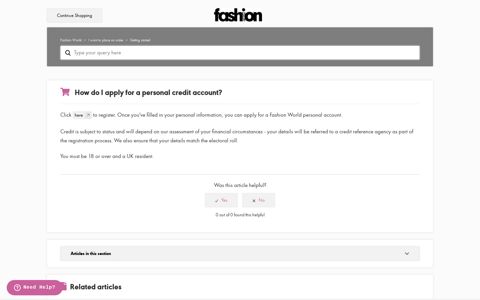 How do I apply for a personal credit account? – Fashion World