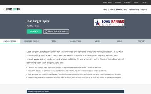 Loan Ranger Capital – Private Lender Link