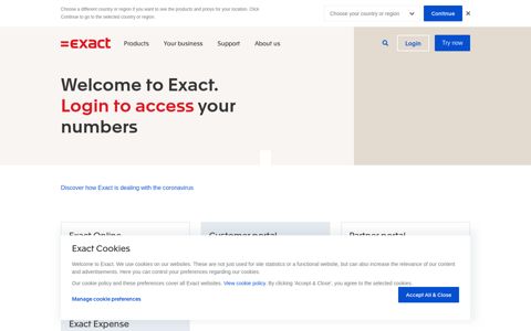 Log in to access your numbers | Exact