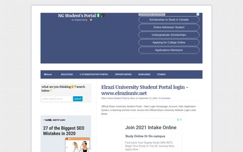 Elrazi University Student Portal login -www.elraziuniv.net - NG ...