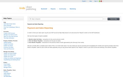 Payment and Sales Reporting - Amazon KDP