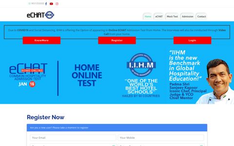 IIHM eCHAT Exam - Common Hospitality Admission Test