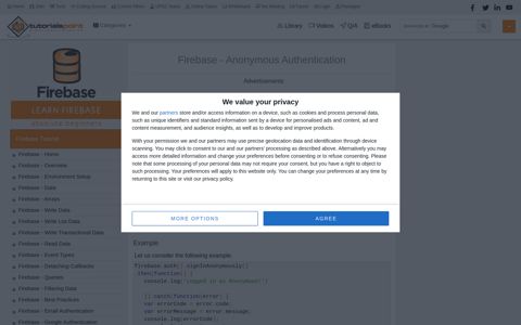 Firebase - Anonymous Authentication - Tutorialspoint