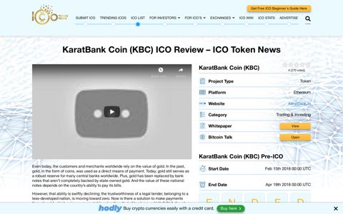 KaratBank Coin (KBC) ICO Review - ICO Token News