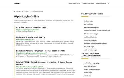 Ptptn Login Online | Allgemeine Informationen zur Anmeldung