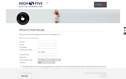 Welcome to Health Manager - High Five Health Promotion