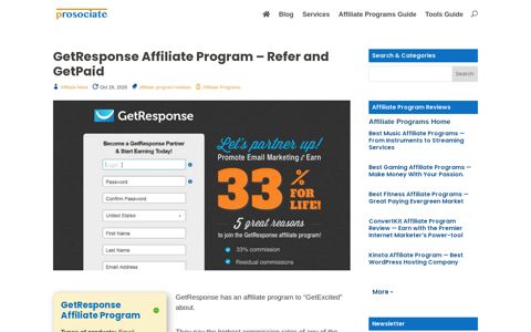 GetResponse Affiliate Program - Refer and GetPaid - Prosociate