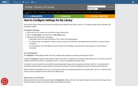 How to Configure Settings for My Library — State Library of Iowa