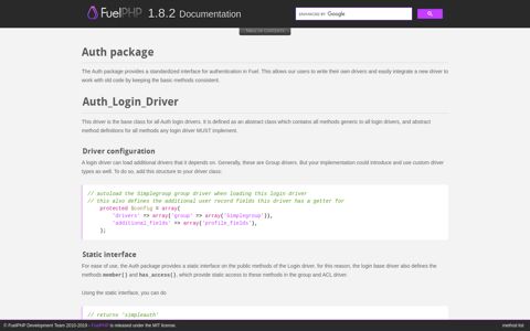 Login - Driver types - Auth Package - FuelPHP Documentation