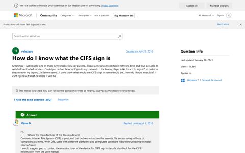 How do I know what the CIFS sign is - Microsoft Community