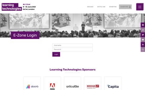 E-Zone Login - Learning Technologies 2020 - Europe's ...