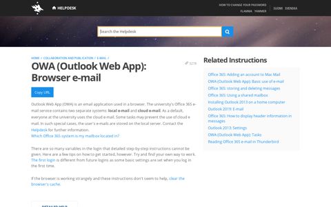 OWA (Outlook Web App): Browser e-mail - University of Helsinki