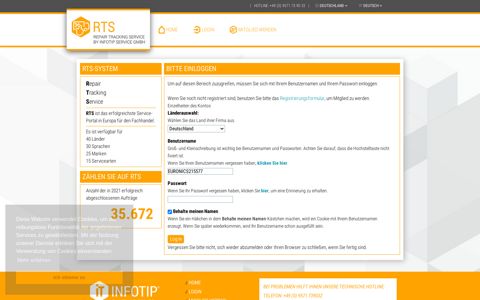 Repair Tracking Service - InfoTip RTS Portal