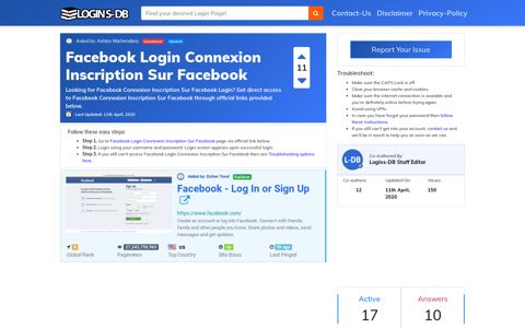 Facebook Login Connexion Inscription Sur Facebook