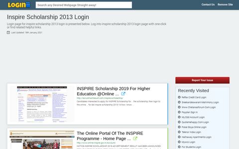 Inspire Scholarship 2013 Login - Loginii.com