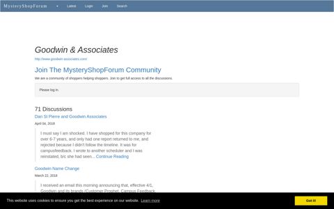 Goodwin & Associates - Mystery Shopping Forum