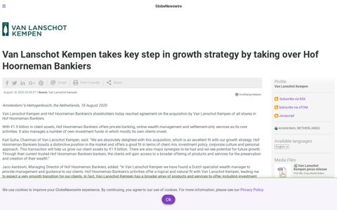 Van Lanschot Kempen takes key step in growth strategy by ...