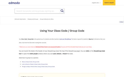 Using Your Class Code / Group Code – Edmodo Help Center