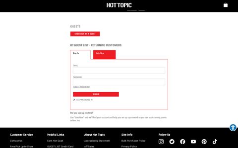 HT Guest List - Returning Customers - Hot Topic