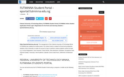 FUTMINNA Student Portal - eportal.futminna.edu.ng ...
