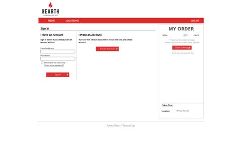 Login - Hearth Online Ordering