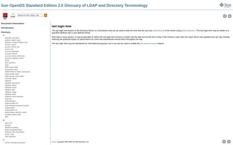 last login time - Sun OpenDS Standard Edition 2.0 Glossary of ...