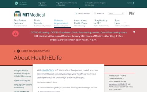 About HealthELife | MIT Medical