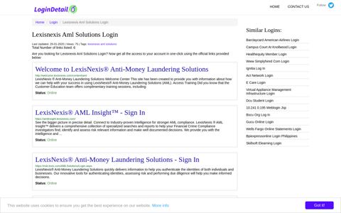 Lexisnexis Aml Solutions Login Welcome to LexisNexis® Anti ...