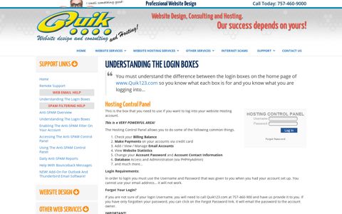 Understanding the Login Boxes - Quik Website Design and ...