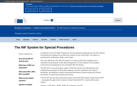 The INF System for Special Procedures | Taxation and ...