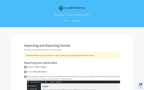Importing and Exporting Portals - Support Documentation