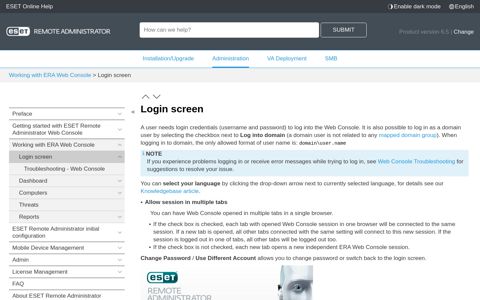 Login screen | ESET Remote Administrator | ESET Online Help