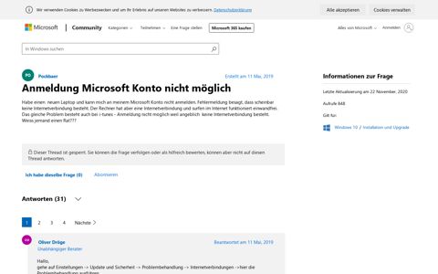 Anmeldung Microsoft Konto nicht möglich - Microsoft Community
