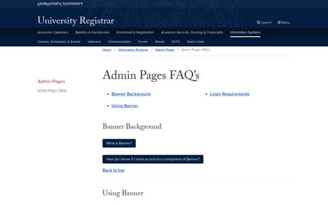 Admin Pages FAQ's | University Registrar | Georgetown ...