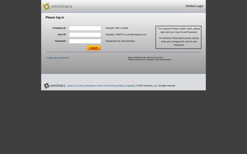 Services Portal | Omnitracs, LLC - Unified Login