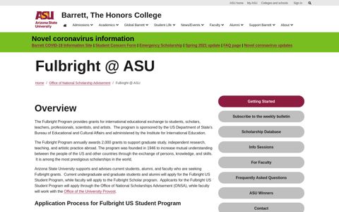 Fulbright @ ASU | Barrett, The Honors College
