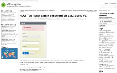 HOW TO: Reset admin password on EMC ESRS VE | vStrong ...