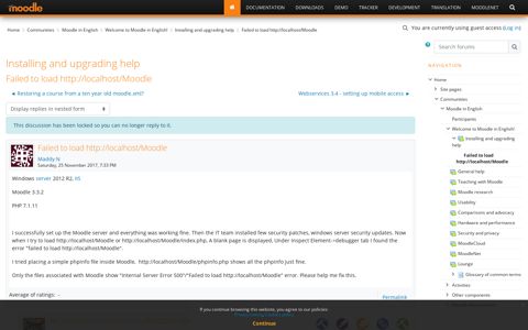 Moodle in English: Failed to load http://localhost/Moodle