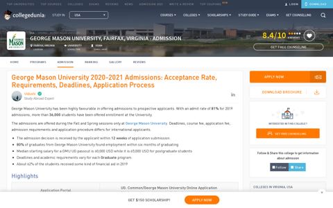 George Mason University 2020-2021 Admissions: Acceptance ...
