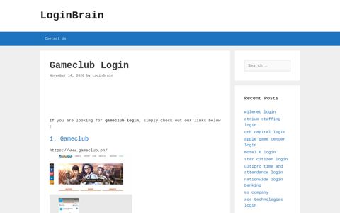 gameclub login - LoginBrain