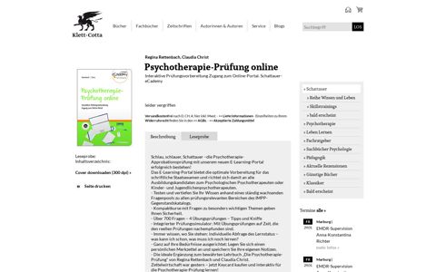 Psychotherapie-Prüfung online - Claudia Christ ... - Klett-Cotta