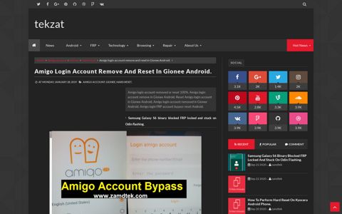 Amigo login account remove and reset in Gionee ... - Tekzat