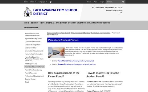 Parent and Student Portals - Lackawanna City School District