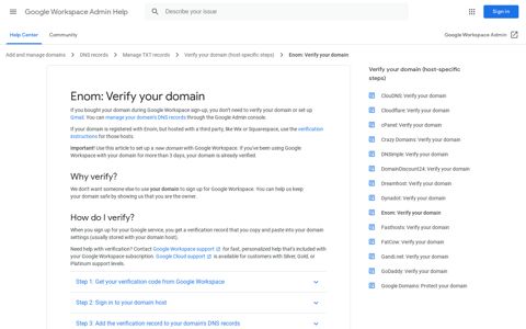 Enom: Verify your domain - Google Workspace Admin Help