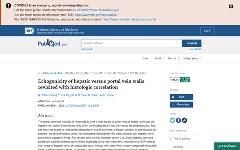 Echogenicity of hepatic versus portal vein walls ... - PubMed