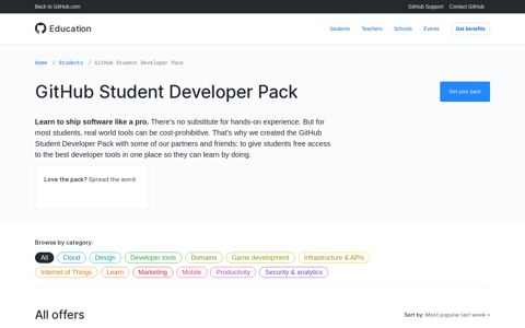 GitHub Student Developer Pack - GitHub Education